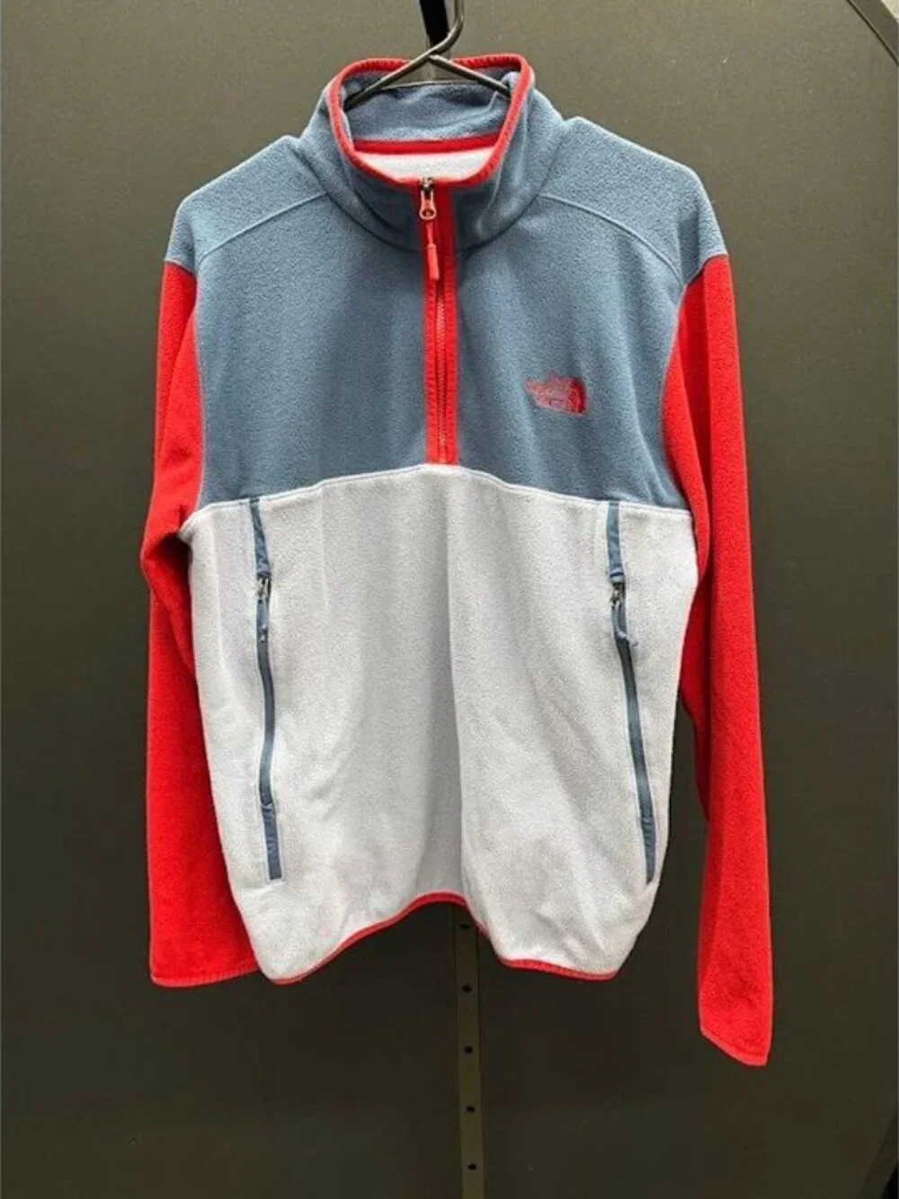 The North Face Red and Blue Vintage Fleece Half Zip Sweatshirt